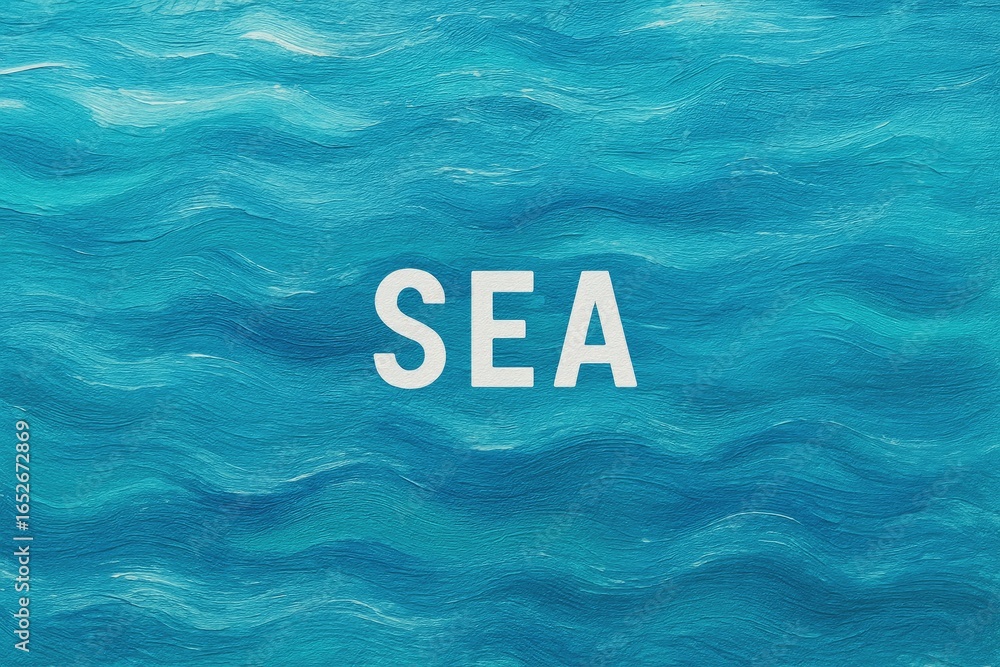 Poster illustration of a maritime backdrop with large block characters forming the word 'sea' and room for 