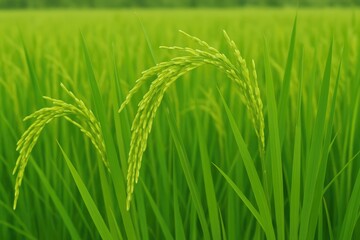 Obraz premium Agricultural Landscape Featuring Paddy Fields