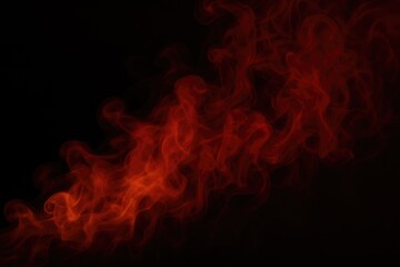 Fototapeta premium Steam in shades of orange and red rising on a dark backdrop with empty area for content