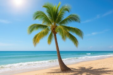 Obraz premium Sunlit scene featuring a palm tree