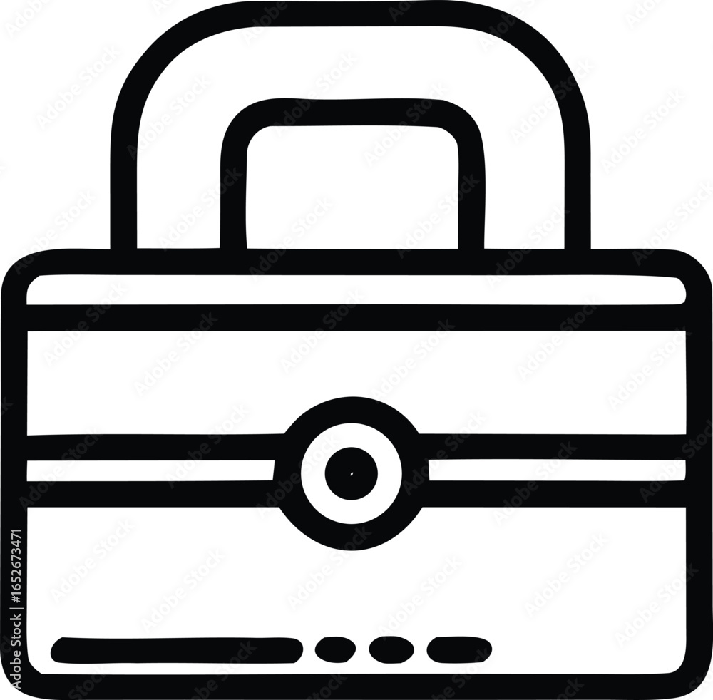 Poster simple black and white icon of a closed padlock with a handle and a circular keyhole