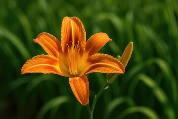 Close-up of an orange daylily flower showcasing the pistil
