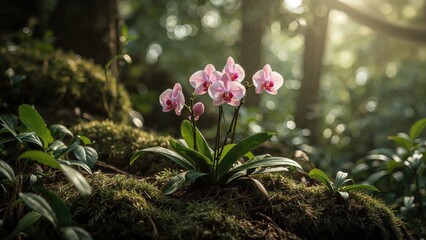 Orchids flourishing in a stunning outdoor landscape