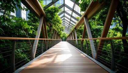 Elevated Walkway Amidst Verdant Foliage