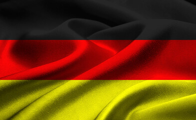 Flowing colors of the German flag waving gently in soft fabric