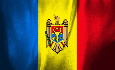 Moldovan flag waving proudly in the gentle breeze at sunset