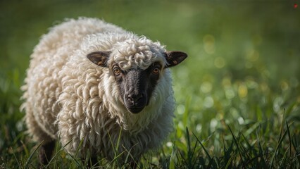 Obraz premium Woolly sheep scattered across a verdant pasture