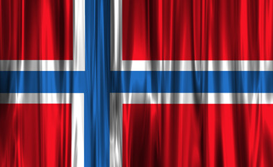 Norwegian flag flutters in the gentle breeze under a blue sky