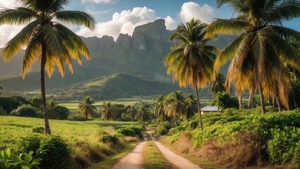 Obraz premium Scenic views of the rural areas in a tropical island state