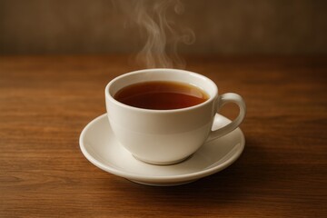 Obraz premium A warm cup of tea placed on a table