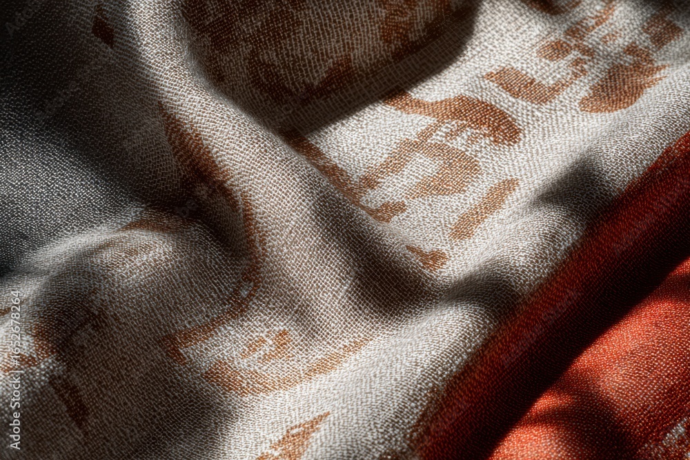 Aufkleber close-up view of abstract textured fabric with soft shadows and warm tones for creative design proje