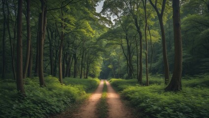 Obraz premium Exploring a lush forest route