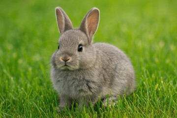 Fototapeta premium Charming tiny grey bunny