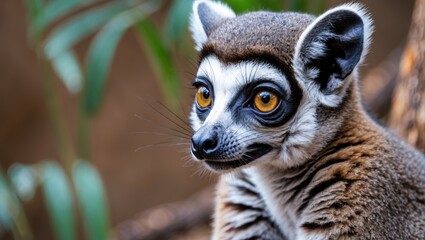 A curious lemur observes me closely