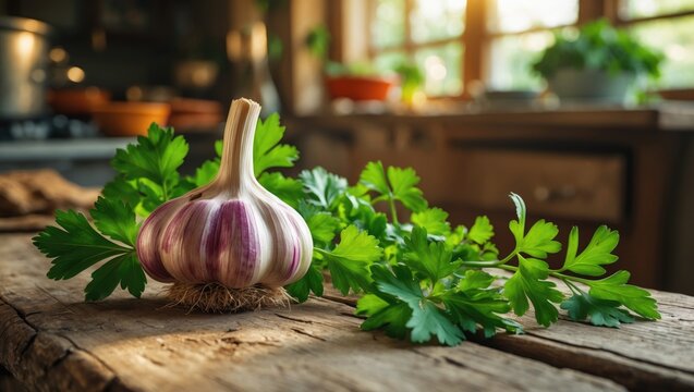 Grandma's home with fresh garlic