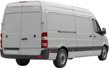 White cargo panel van with rear barn doors and side sliding door ready to isolate cargo van white van transparent background