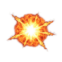 Fiery explosion burst isolated on transparent background