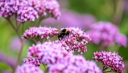 Close-up of a bee on vibrant purple flowers