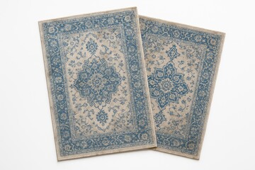 Fototapeta premium Old textile pieces and wiping cloths displayed against a white backdrop