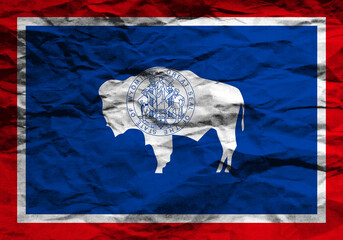 Wyoming flag with a bold bison silhouette reflecting state pride