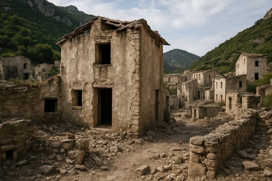 Flood aftermath revealing the old Osini house ruins