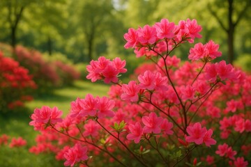Vibrant springtime scenery adorned with colorful azaleas