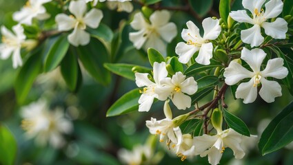 Obraz premium Cape jasmine in full bloom showcasing its beauty