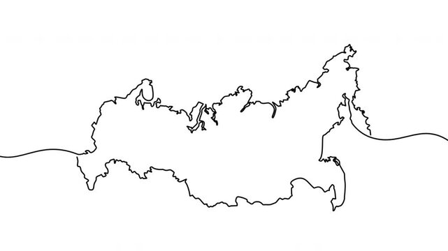 Russia map. Animation a stylized line drawing of russias outline is perfect for animated geography lessons.