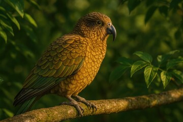 Obraz premium Detailed view of a bird sitting on a branch