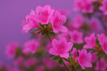 Majestic violet azalea in full bloom