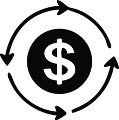 Obraz premium Circular arrows symbolizing financial flow around a dollar coin illustrating money circulation and exchange