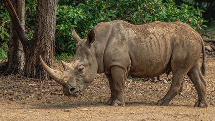 Obraz premium The rarest rhino species on Earth, including the smallest type of rhinoceros alive now.