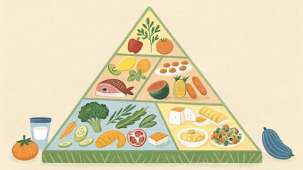 Explore the vibrant food pyramid that guides healthy eating choices for a balanced lifestyle in any season