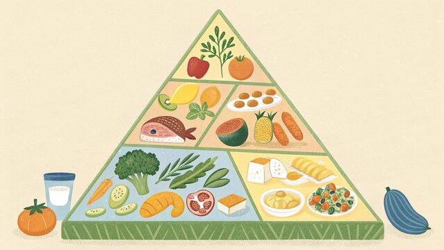 Explore the vibrant food pyramid that guides healthy eating choices for a balanced lifestyle in any season