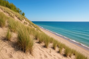 Sand Hills Adjacent to a Major Lake in the United States