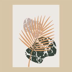 Abstract Palm Leaf Composition with Textured Shapes
