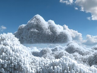 Cloud shaped like binary code, digital data