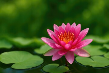 Obraz premium Outdoor display of Nymphaea hybrids with a vibrant green backdrop