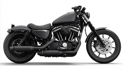 Fototapeta premium Black motorcycle on white background