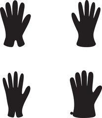 Obraz premium Set of Glove silhouette vector illustration isolated On Transparent Background