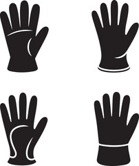 Obraz premium Set of Glove silhouette vector illustration isolated On Transparent Background