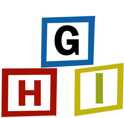 colorful English Alphabets 3d boxes stock vector on white background