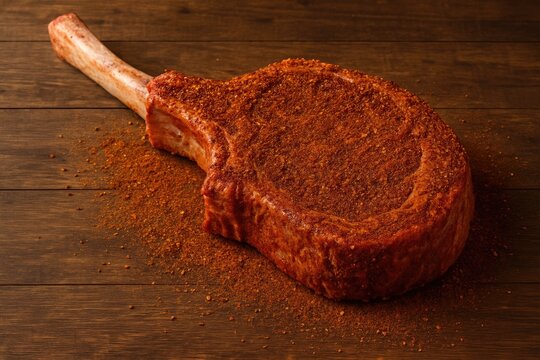 Grilled Tomahawk Steak Marinaded with Flavorful Rub