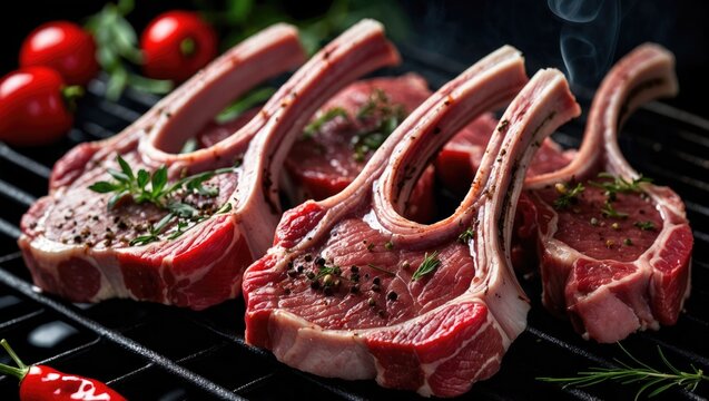 Fresh raw lamb chops for culinary preparation