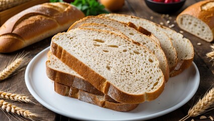 Freshly baked crunchy bread pieces presented on a white plate