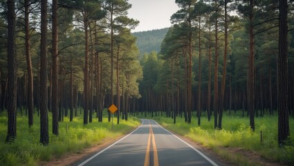 Fototapeta premium Path through pine forest aimed at forest fire control