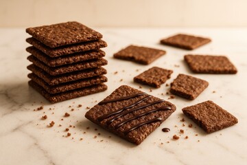 Crunchy whole grain crackers with a rich brownie taste