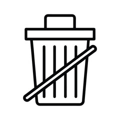 Minimalist Black Outline Icon of Trash Bin with Lid Garbage, Waste and Recycling Vector Symbol