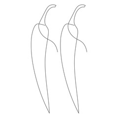 Continuous single line one art drawing of hot chili vector illustration.