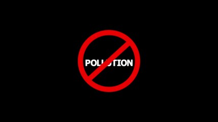No Pollution Prohibition Sign Animation. 4K Safety Warning Symbol, Caution Alert & Compliance Awareness Motion Graphic on Dark Background"